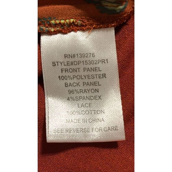 Daniel Rainn Women's PS Orange Tropical Print Embroidered Sleeveless Blouse - Picture 8 of 10